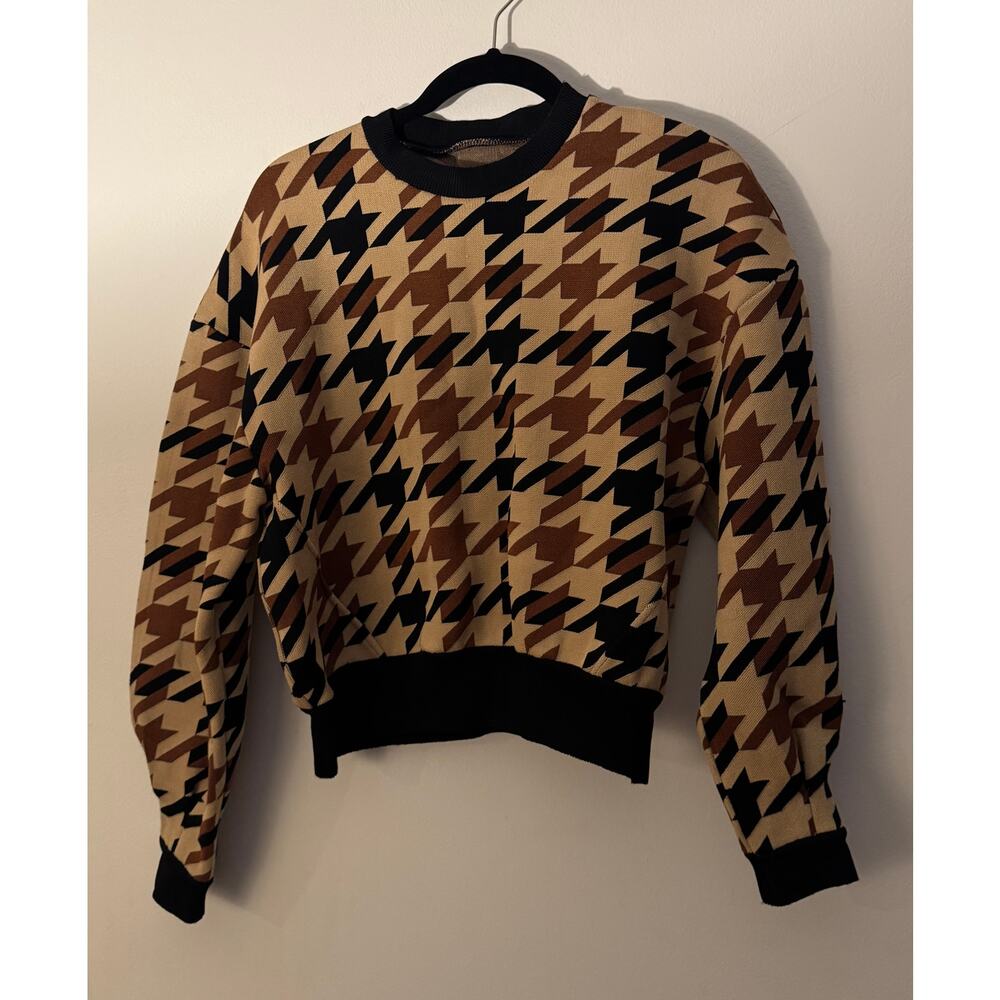 HAIGHT Houndstooth Long Sleeve Sweater